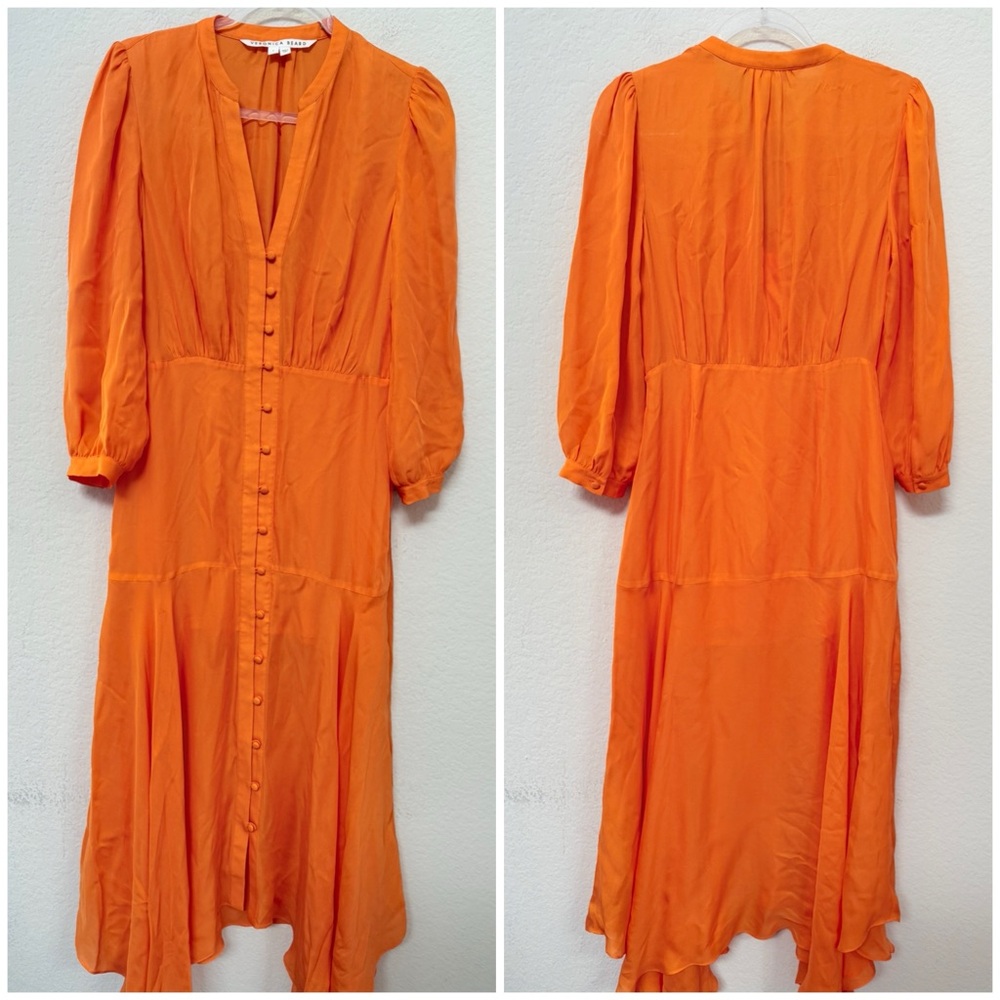 Veronica Beard Roksanda Orange Maxi Dress Silk Blend Size 4 - Picture 4 of 5